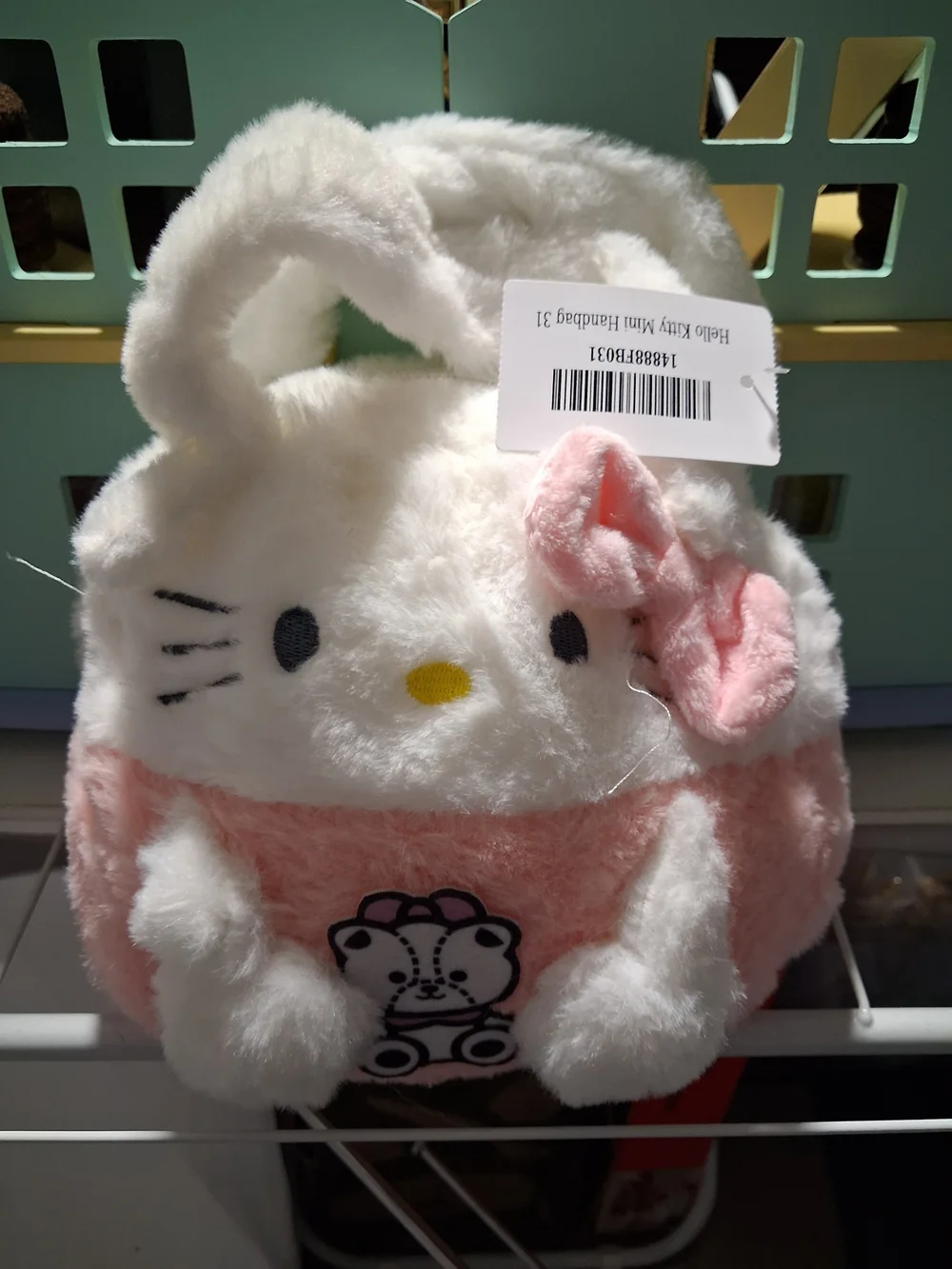 Hello Kitty White and Pink Plush Handbag with Bow Accent